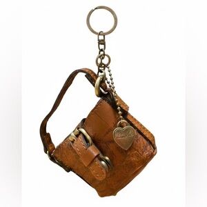 Patricia Nash Micro Bag Hangoff Leather Keychain Purse Charm Map Brown Gift Box